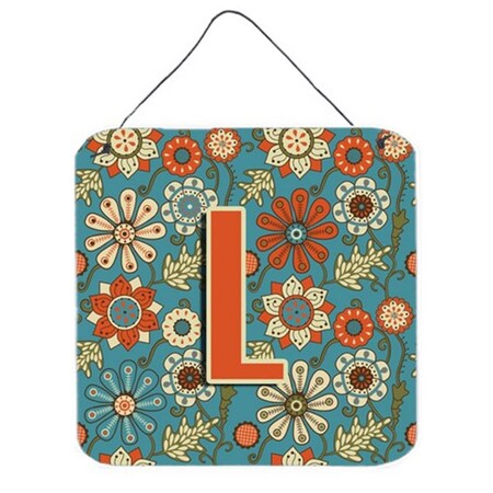 Carolines Treasures Letter L Flowers Retro Blue Wall and Door Hanging Prints CJ2012-LDS66